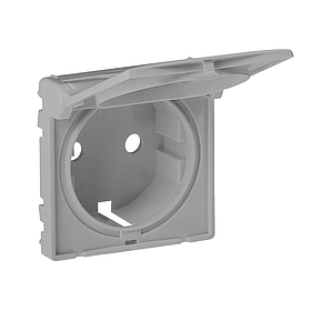 Лицьова панель для розетки з кришкою 2К+З Valena Life Legrand, колір алюміній