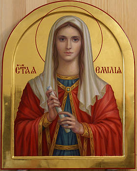 Сусальне золочення ікони Святої Емілії.