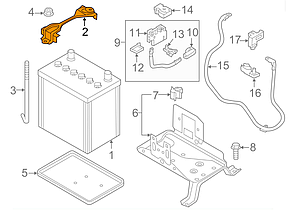 Кронштейн кріплення АКБ верхній Nissan Leaf AZE0 / ZE1 (13-) 24420-3NF0A, фото 2