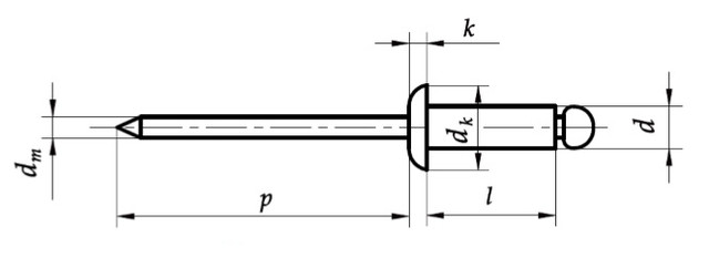 Заклепка DIN 7337 - креслення Заклепка DIN 7337 купити
