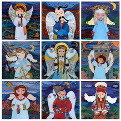 Серія листівок (9 шт.) "Янголі Україні" художниці Наталії Курій