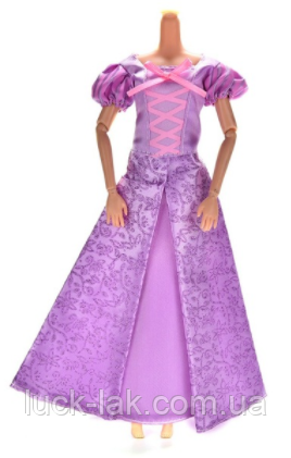 Плаття для ляльки Барбі фіолетове довге для принцеси Рапунцель