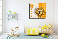 Картина в детскую на холсте "Веселый львенок"