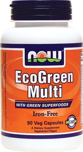 Vitamin Эко Грин, Now Foods, EcoGreen Multi Iron Free, 90 caps