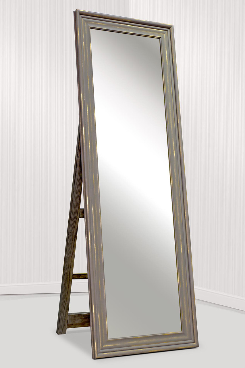 Зеркало напольное в раме Factura с деревянной подставкой Old beige 60х174 см бежевое - фото 2 - id-p685766919