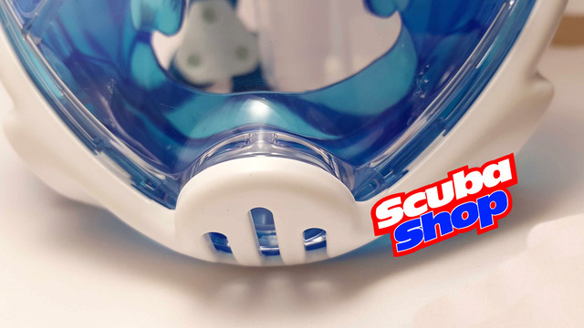 Повна маска Full Face для снорклінга, розмір XS-S (колір біло-синя) Повна маска Full Face для снорклінга, розмір XS-S (колір біло-синя)