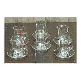 Набір скляних чашок з блюдцем на 6 персон Армуд, 125 мл