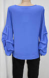 Блуза жіноча, призбираний рукав, прикраса, колір елекрик, Туреччина, фото 7