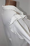 Блуза біла жіноча сорочка, мереживні плечі, сорочковий комір, Туреччина, фото 5