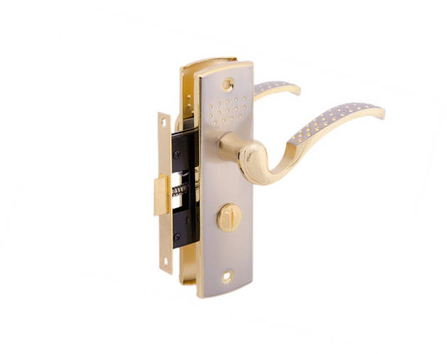 Дверной врезной замок с ручкой защелкой 50 мм Hi-LUKE 19B-SN/GP (ID ...