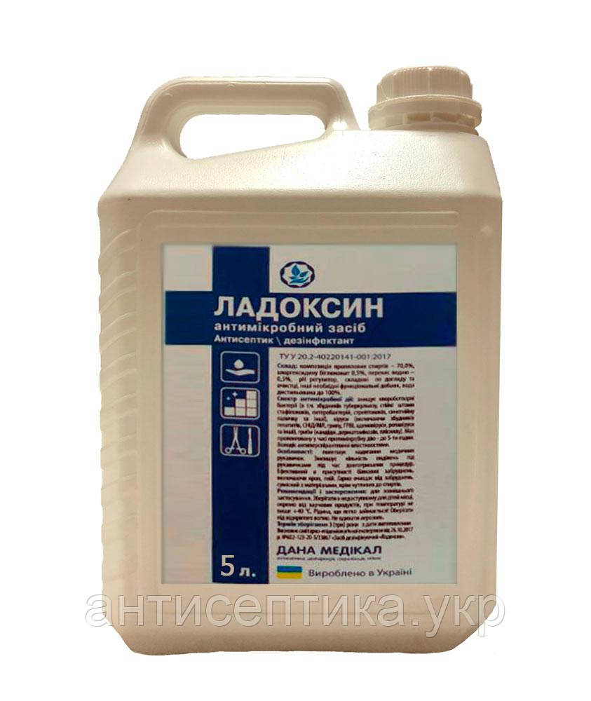 Ладоксин 5л спиртовий антисептик для рук з перекисом водню і хлоргексидином