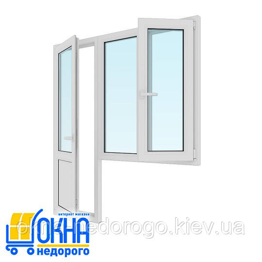 Металопластиковий балконний блок /вікно 1150х1350, двері 700х2050/
