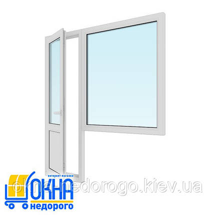 Балконний блок ПВХ /глухе вікно 1150х1350, двері 700х2050/, фото 1