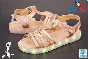 Дитячі босоніжки Led зі світною підошвою на дівчинку, Розміри 24