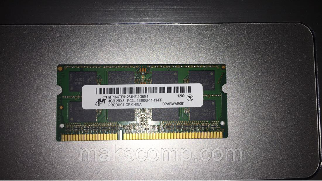 Пам'ять Micron 4G So-DIMM PC3L-12800S DDR3-1600 1.35 v (MT16KTF51264HZ-1G6M1)