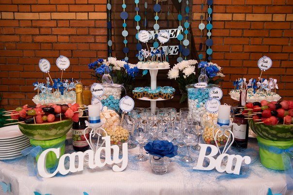Кенді бар для весілля в синьо-білих тонах, фото 1