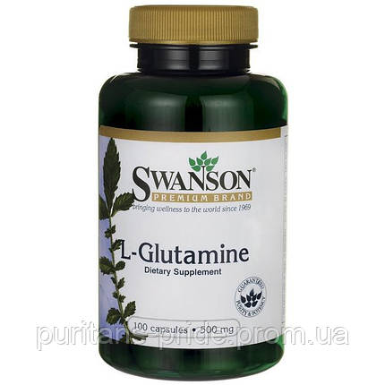 Глютамін амінокислота SWANSON L-GLUTAMINE 500 MG 100 CAPS, фото 1