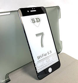 Захисне скло протиударне iPhone 7, 8 Plus 5D full glue на весь екран Black чорне