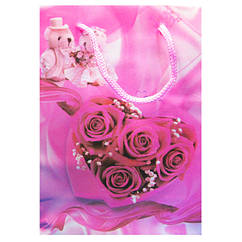 Пакет Подарунковий Пластиковий з Трояндами HL-E620 17 см, Пакети Подарункові, Подарункове Пакування