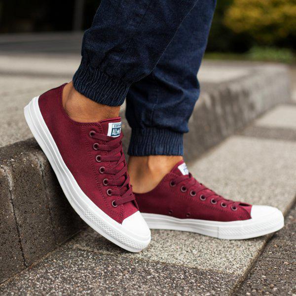 Кеди в стилі Converse (Конверс) All Star II Low Chuck Tailor Mono. Бордові