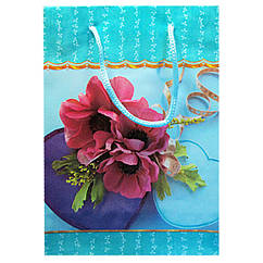 Пакет Подарунковий Пластиковий з Трояндами HL-E623 17 см Пакети Подарункові, Подарункове Пакування