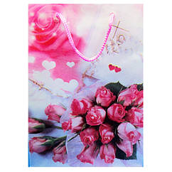 Пакет Подарунковий Пластиковий з Трояндами HL-E645 17 см, Пакети Подарункові, Подарункове Пакування