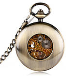 Годинник механічний кишеньковий Luxury Wood Skeleton, фото 10