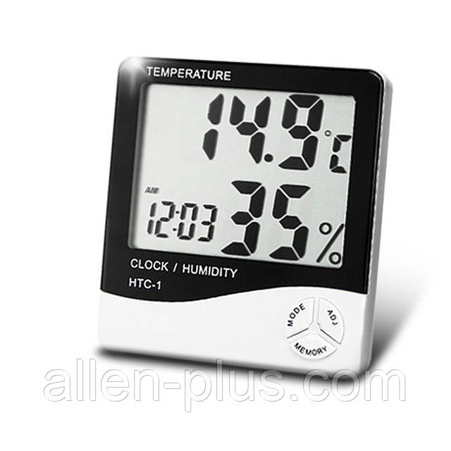Термометр-гігрометр цифровий HTC-1 (з годинником і будильником)