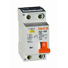 Диференційний автоматичний вимикач АД1-40 1 полюс+N 20А 10мА електронний