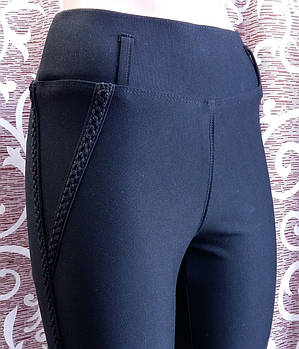 Штани жіночі стрейчеві жіночі бавовна Exclusive, вишивка збоку, розмір 42, чорні, 143042