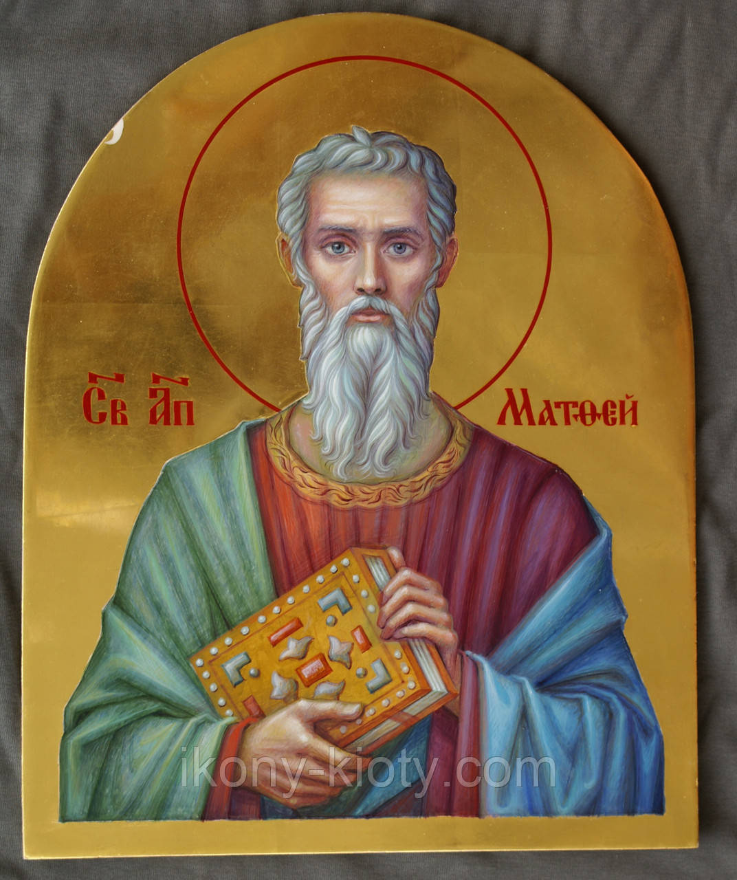 Сусальное золочение иконы Святого апостола Матфея для хороса в храм. - фото 2 - id-p686577453