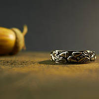 Широке кільце з унікальним дизайном, срібний перстень "Дубовий гай" ручної роботи