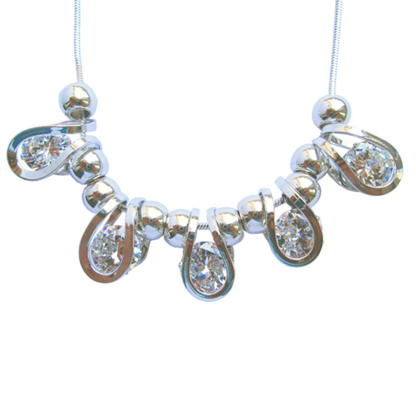 Кольє Намисто під Біле Золото Кришталеві Краплі Довжина 42 см+5 см, Біжутерія, фото 1