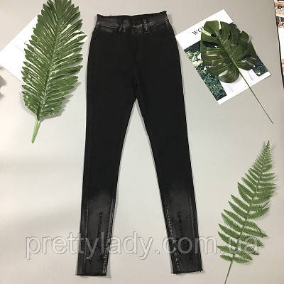 Жіночі джинси з потертостями рванки чорні L