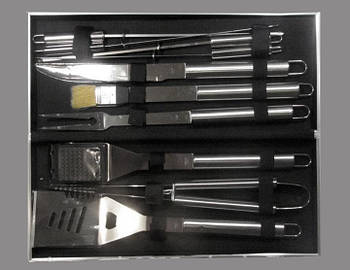 Набір для барбекю 10 предметів, неіржавка сталь в алюмінієвому кейсі