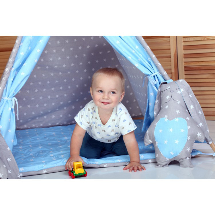 Вігвам Комплект Принц синій із подушками, дитячий ігровий намет, фото 1