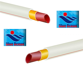 Поліпропіленова (Fiber) труба Blue Ocean pn25 d25 зі скловолокном. Незачисна