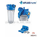 Фільтр-колба для холодної води Atlas Filtri DP MONO TS Dn 1" 45° Висота 10" (прозора колба)RA1280701, фото 2