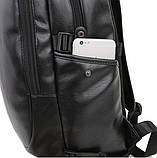 Рюкзак чоловічий / жіночий міський шкіряний Vormor (чорний), фото 8