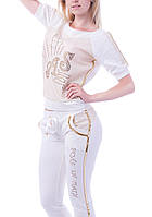 Брендовий турецький гламурний спортивний костюм жіночий реглан Туреччина S M L XL XXL XXXL молочний
