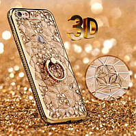 Чохол 3D для 6/6S iPhone золотий із кільцем і стразами