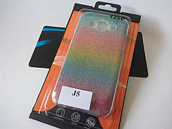 Жіночий чохол "РАДУГА" для Samsung Galaxy J5 (2015) J500 (кольоровий силіконовий з блискітками)