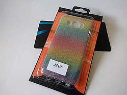 Жіночий чохол "РАДУГА" для Samsung Galaxy J5 (2016) J510 (кольоровий силіконовий з блискітками)