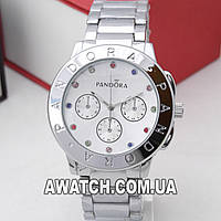 Жіночий кварцовий наручний годинник Pandora 6028 / Пандора на металевому браслеті сріблястого кольору.