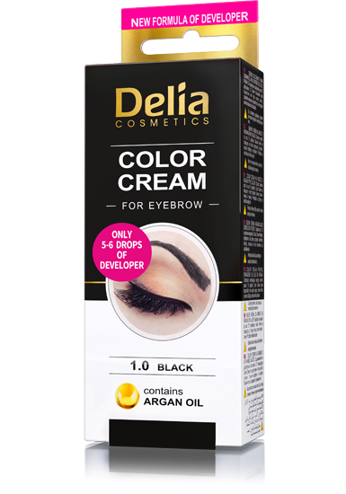Крем-фарба для брів з олією аргани Delia cosmetics Color Cream без аміаку, 1.0 Чорна