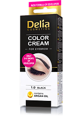 Крем-фарба для брів з олією аргани Delia cosmetics Color Cream без аміаку, 1.0 Чорна