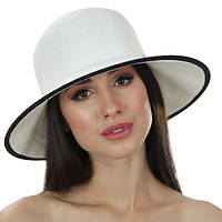 Шляпа женская с моделируемыми полями цвет белый с чёрной окантовка