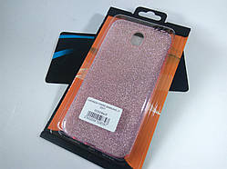 Рожевий жіночий чохол з блискітками для Samsung Galaxy J7 (2017) J730 (кольоровий силіконовий)