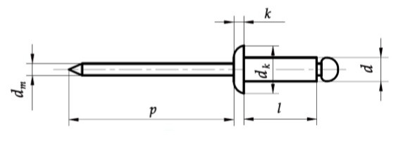 Заклепка DIN 7337 - креслення Заклепка DIN 7337 купити