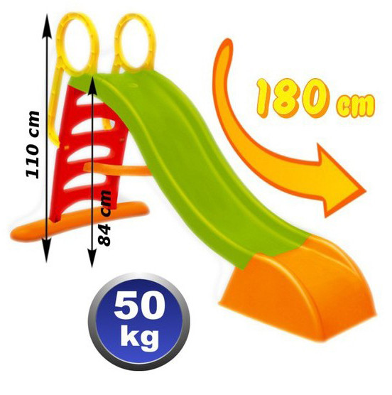 Пластикова дитяча гірка довжина спуску 180см для вулиці та дому